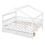 Lit double en bois avec deux tiroirs, blanc