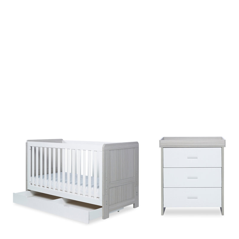 Pembrey 2 Piece Furniture Set, Under Drawer and Premium Sprung Mattress - Ash Grey, Ash Grey/White