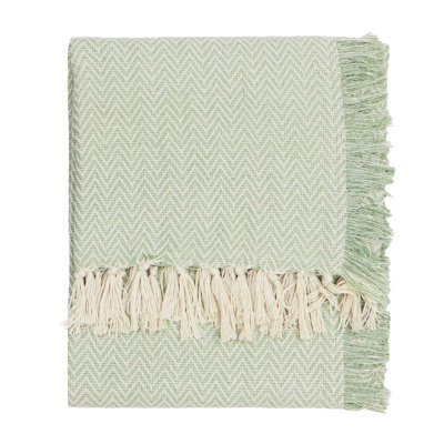 Wisley Chevron / Zig Zag Machine Woven Blanket with Fringe
