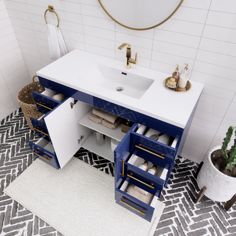 Ensemble de meuble-lavabo simple 48 po Spring, Bleu clair