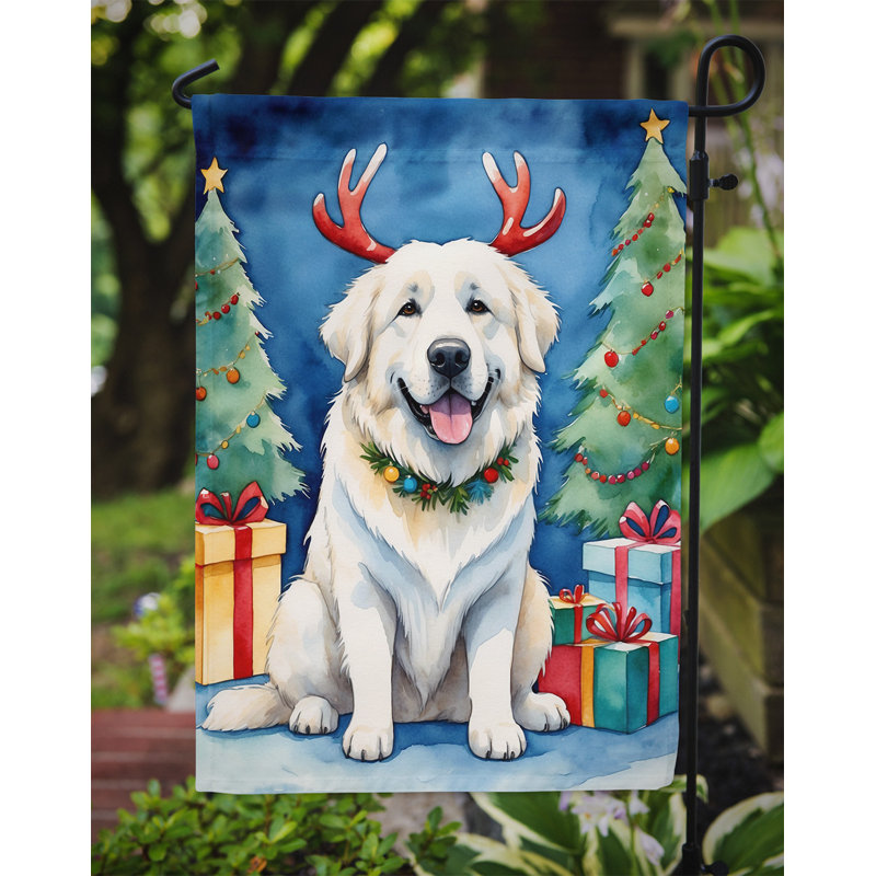 Christmas Reindeer Garden Flag, Great Pyrenees