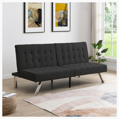 Wood Frame Stainless Leg Futon Sofa bed Convertible Futon Foldable Sofa
