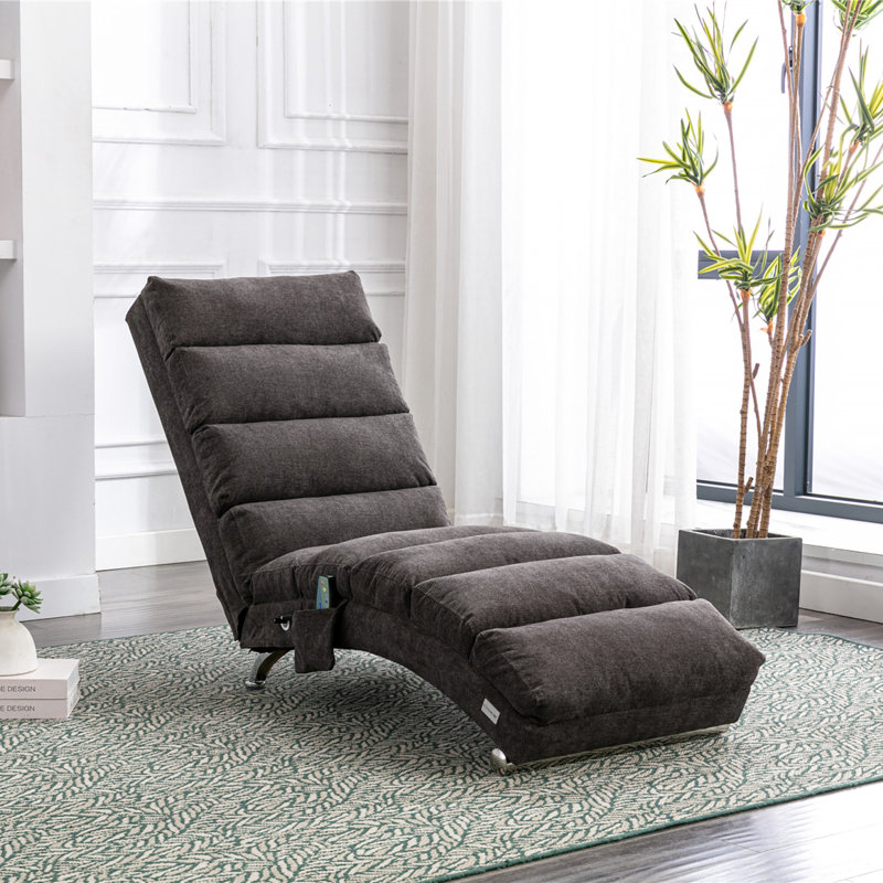 Modern Sofa Linen Chaise Lounge Indoor Chair, Long Lounger For Office Or Living Room, Dark Gray