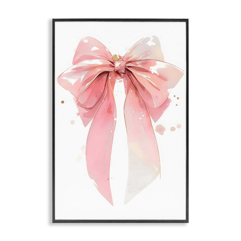 Estampe numérique moderne et élégante à arc rose, design by Creative Studio, Giclée encadrée noir minuit, H 24 po x l 16 po