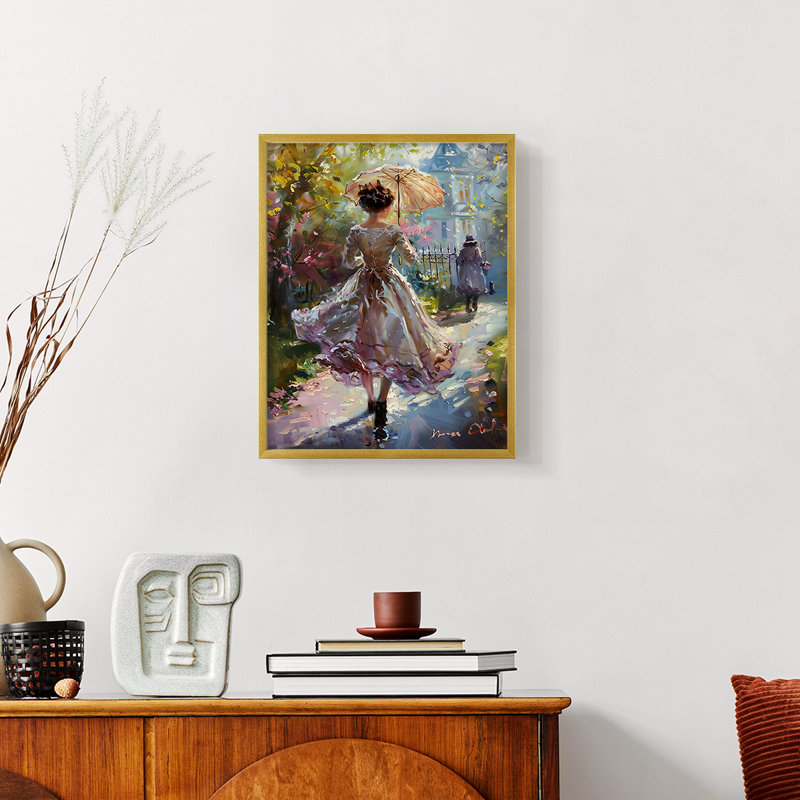 WOMEN-Lxxxv - Reproduction d'art encadrée de qualité supérieure - prête à être accrochée, Or, H 14 po x l 11 po