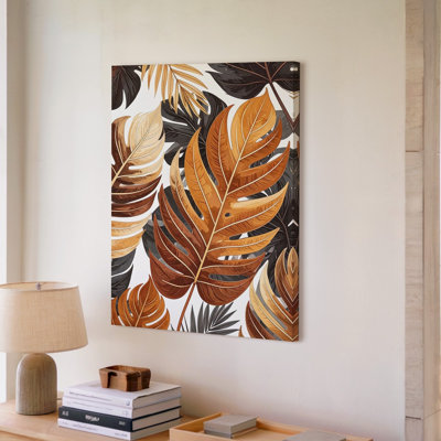 A Graphic Illustration With A Bold Pattern Of Stylized Tropical Leaves Arranged In A Canvas Wall Art Premium Quality Ready To Hang