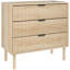Commode de chambre à coucher, commode 3 tiroirs avec panneaux cannelés, chêne