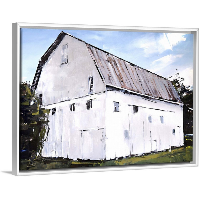 «Old Ohio Barn» par David Shingler, reproduction sur toile, Cadre blanc, H 20 po x l 26 po x P 1,75 po