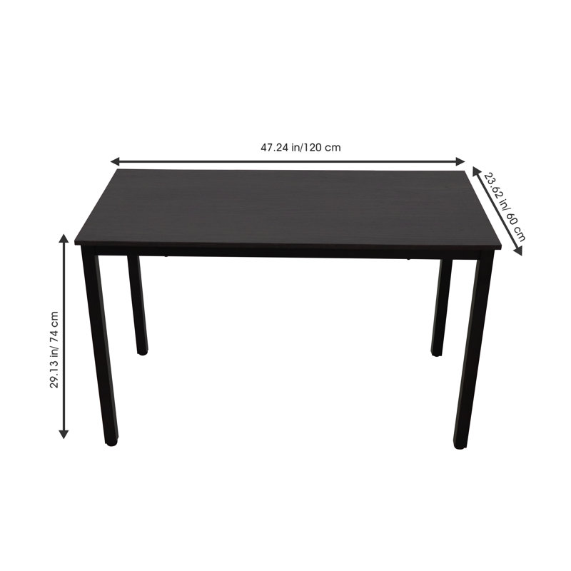 Metal Base Writing Desk, Dark Brown Walnut Top/Black Frame