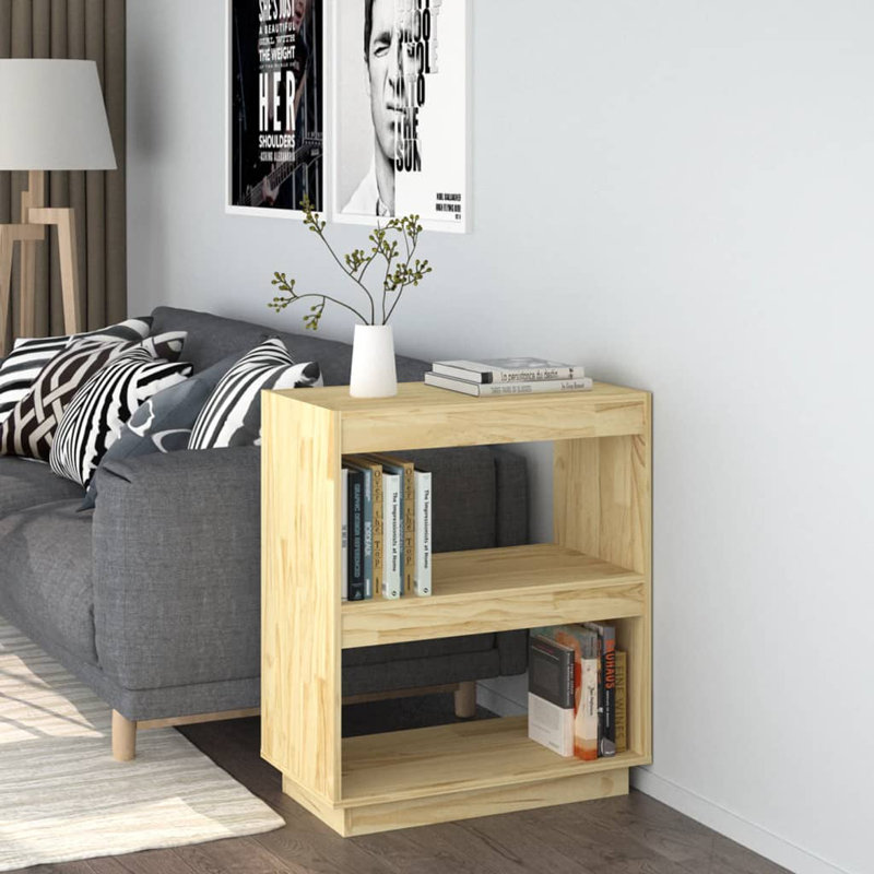Latitude Run® Book Cabinet/Room Divider Black 15.7"X13.8"X53.1" Solid Wood Pine, Brun