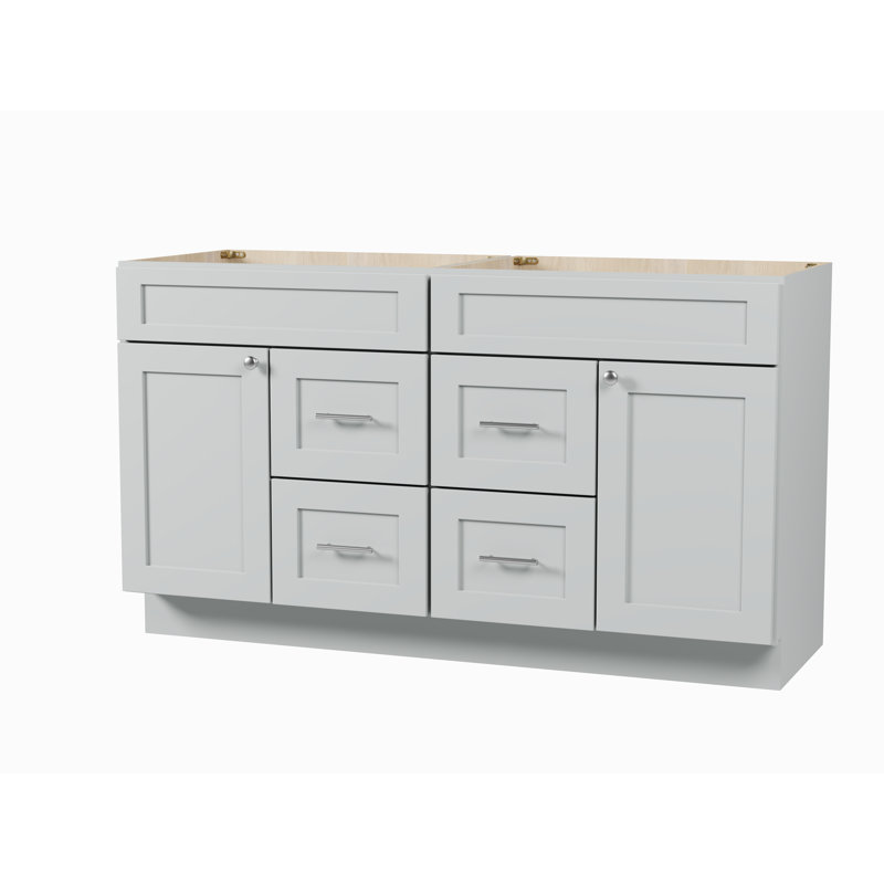 Meuble-lavabo double 60 po avec base de tiroir Disar, Gris