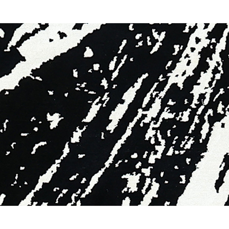 Hand Knotted Abstract Area Rug in Black/White, Rectangle 8' x 10'
