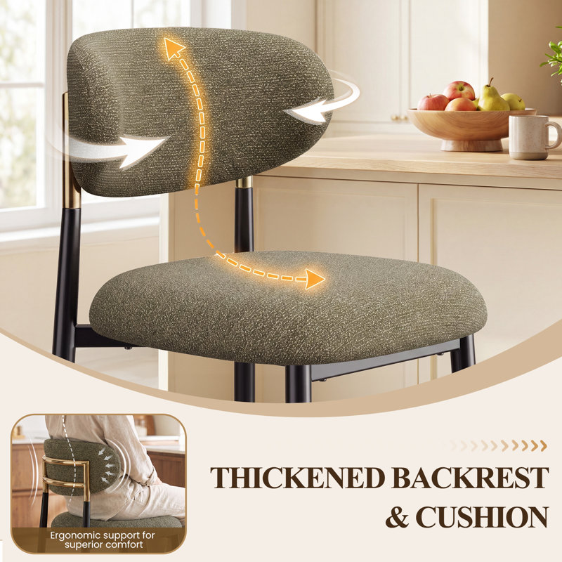 Upholstered Bar Stool with Iron Frame, Brown