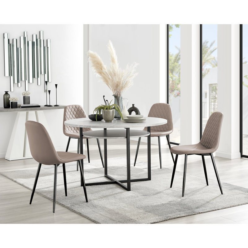 Adler 4 - Person Dining Set, Cappuccino/Black