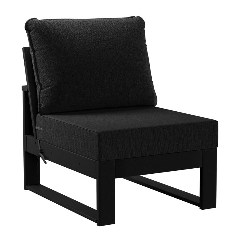 Patio Deep Seating Armless Chair With Frame, Black, Black