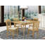 L'ensemble de 5 tables de cuisine pour 4 personnes comprend une table de salle à manger rectangulaire avec Dropleaf et 4 chaises rembourrées en tissu de lin, chêne-122934970-131575168-131575169
