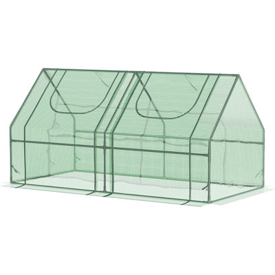 6' X 3' Garden Greenhouse, Steel Crafted, 2 Pe/Plastic Covers & Roll Up Windows, , Prolong Plant Growth Cycle, Double Protection Factor Portable Greenhouse 3', Frame With Covers, Windows For Garden,