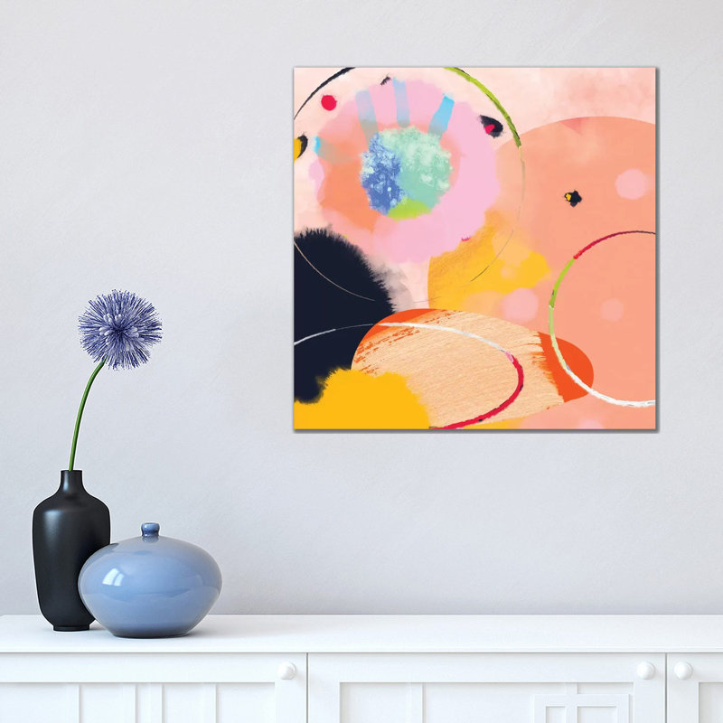 «Circles Abstract» par Ana Rut Bré - impression d'art graphique, Toile tendue, Pas de tapis, H 18 po x l 18 po x 1,5 po