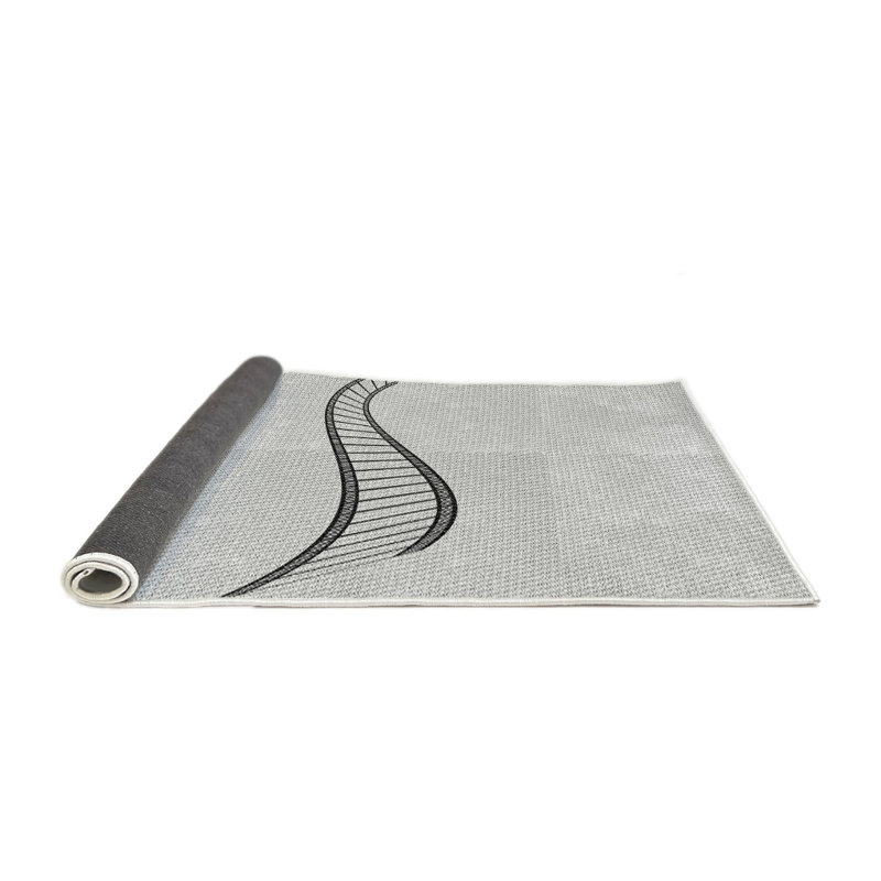Tapis gris/zone noire à motifs, Rond 4 pi
