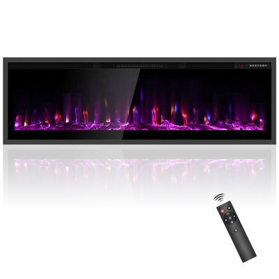 17 Stories Black Electric Fireplace with 5120 BTU
