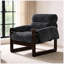 Chenille Upholstered Accent Lounge Chair with Rolled Arms & Wooden Frame-1824190794