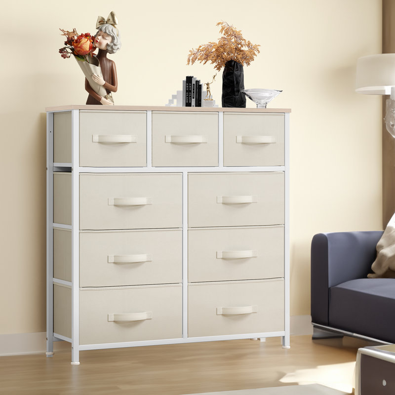 Ebern 9 Drawer  Chest of Drawers，100.1cm W Bedroom Drawers, Cream