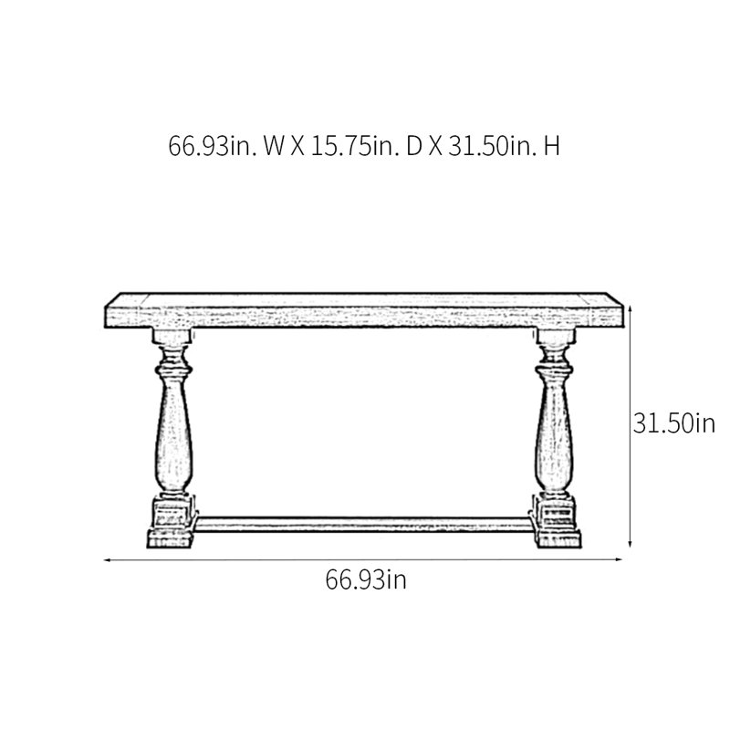 Retro Minimalist Console Table, Beige, 31.5" H x 66.93" W x 15.75" D