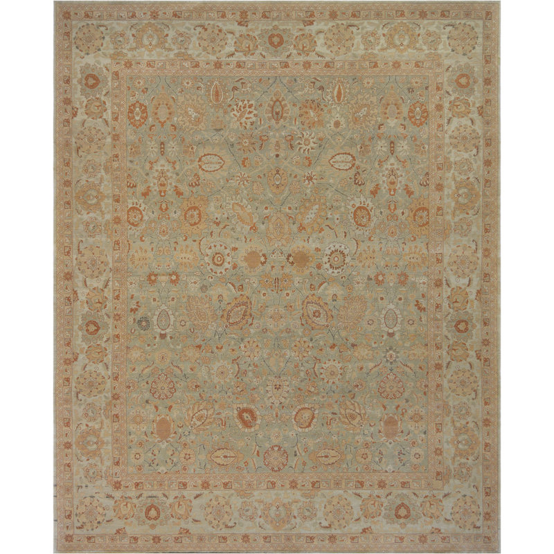 Tapis unique brun, bleu et rouge de 8 pi x 10 pi