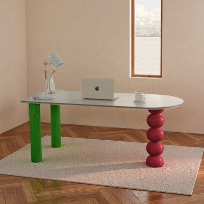Vivid Multi-colored Design Rock Slab Writing Desk