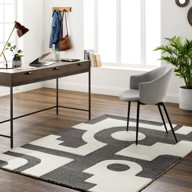 Rino Abstract Hand Tufted Wool Area Rug in Gray, Rectangle 8' x 10'