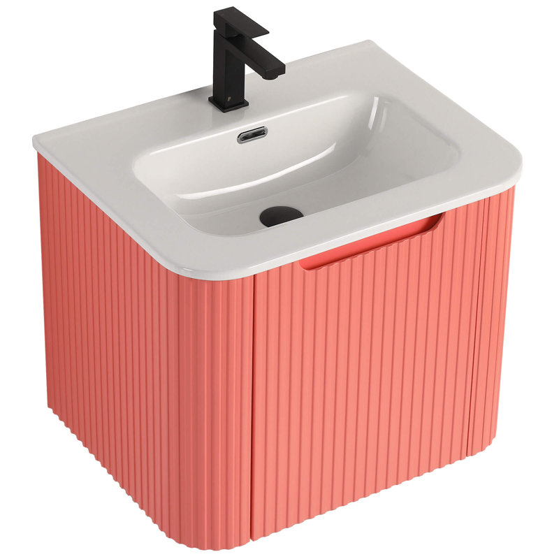 Meuble-lavabo moderne Caskvalley, Rose corail