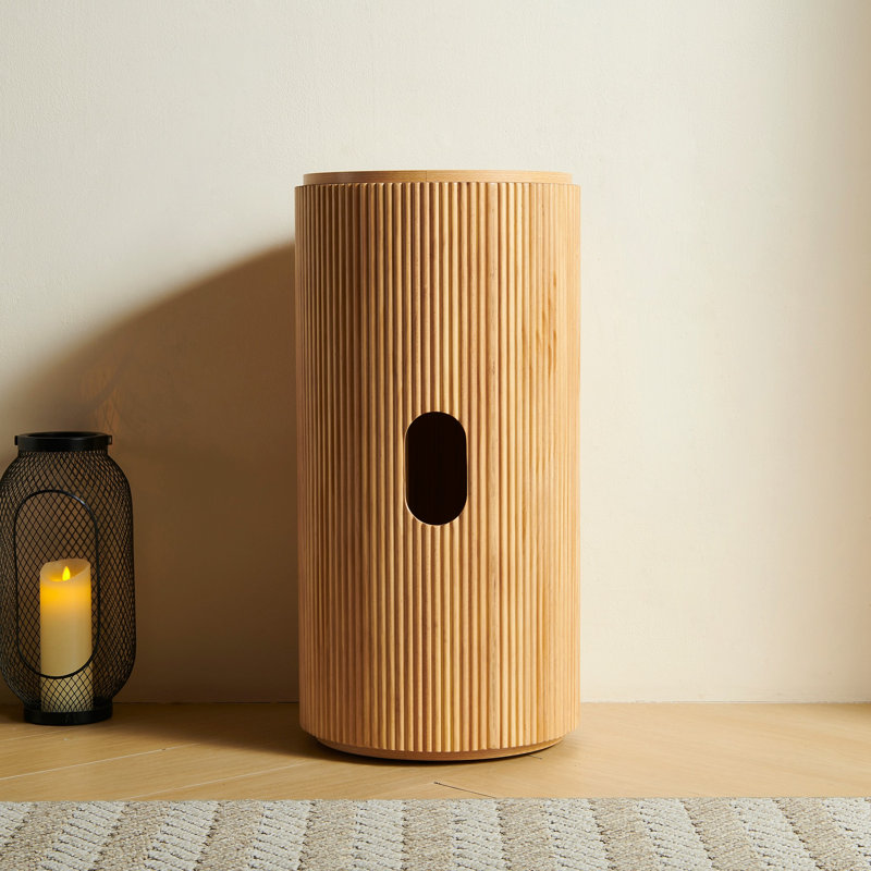 Cabinet cylindrique autoportant de 16 po seulement, sans robinet ni drain, couleur grain de bois naturel, Natural Wood