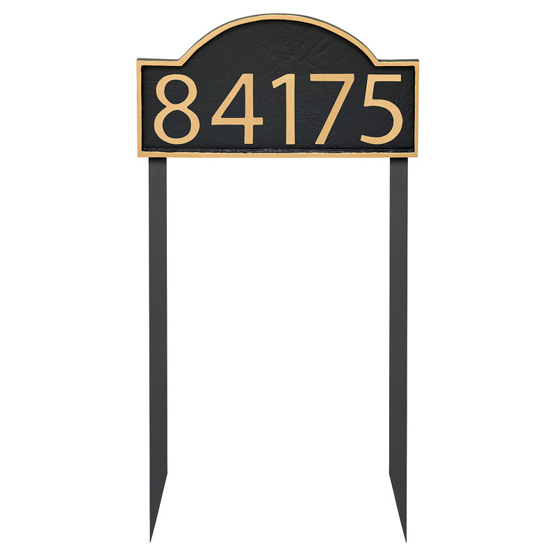 Plaque d'adresse pelouse douce 1 ligne, Noir, Or