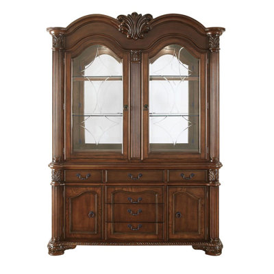 Chateau De Ville 62" Wide Solid Wood Mirrored Back Lighted China Cabinet by DAE
