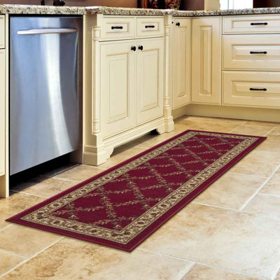 Non-Slip Trellis Area Rug For Living Room, Hallway Runner, Entryway Rug, Red