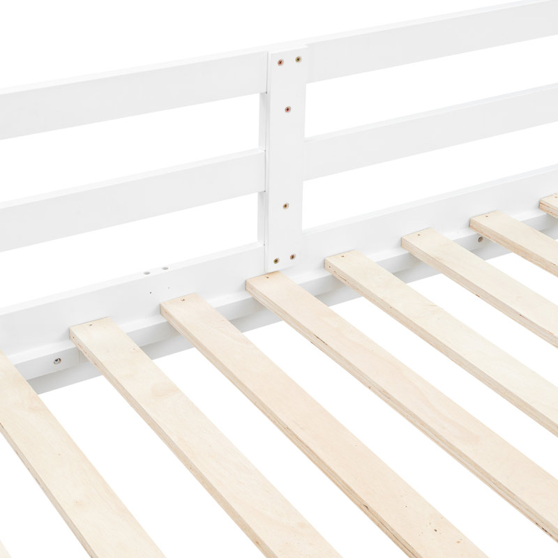 Lit superposé en bois blanc grand, pin et construction, solution d'espace pour les petits espaces, lit de protection avec garde-corps