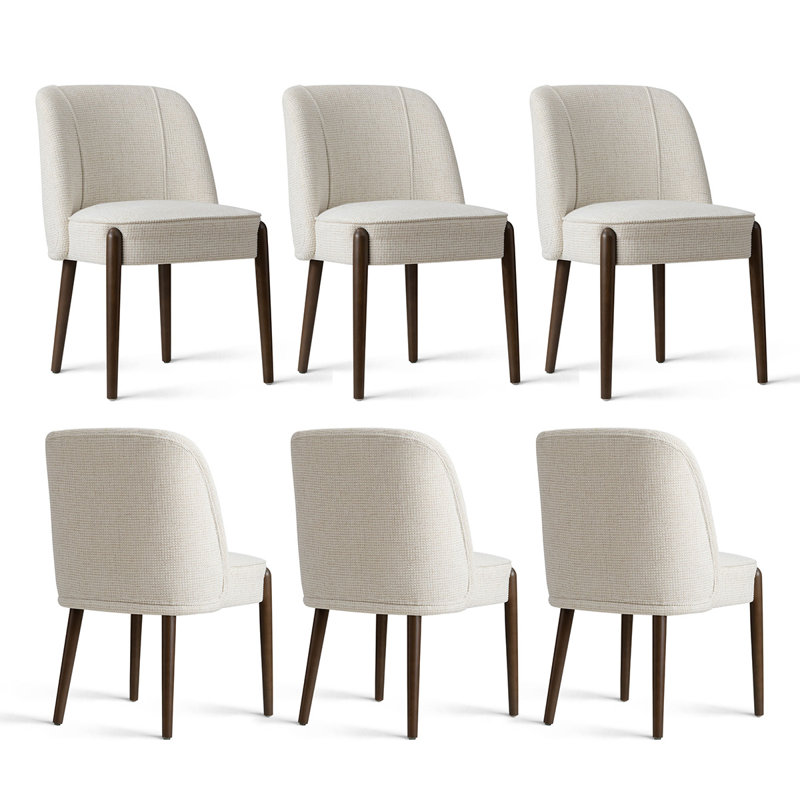 Chaises de salle à manger rembourrées avec pieds en bois massif (ensemble de 6), Gruau