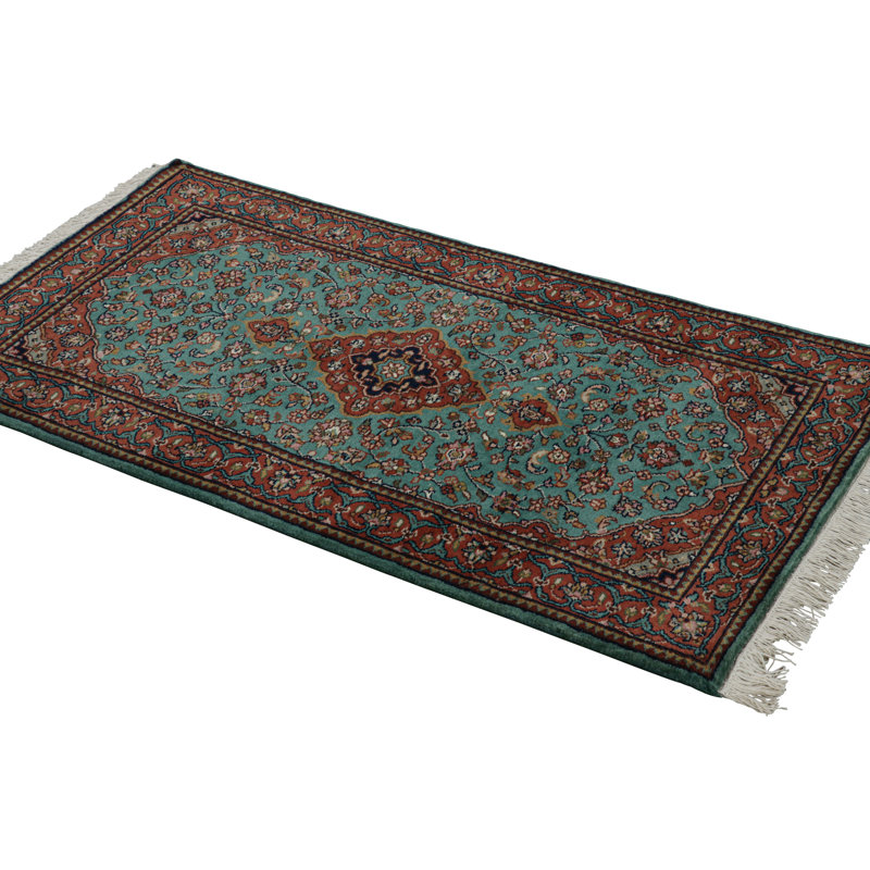 Rug & Kilim’S Kashan Style Runner Rug In Red And Blue With Geometric Patterns