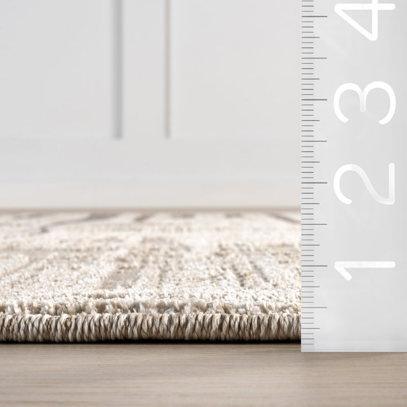Beige and Brown Synthetic Stripe 4' x 6' Rectangular Rug
