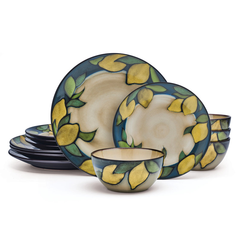 Pfaltzgraff Painted Lemons 12 Pc Dinnerware Set, Service For 4