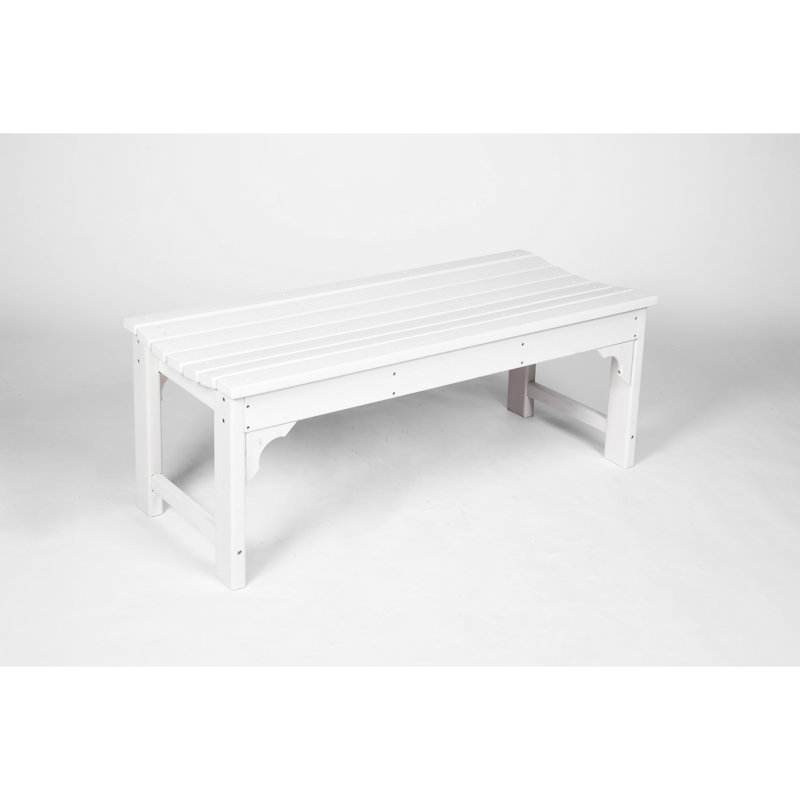 Backless Patio Bench With Wood-Like Surface - All Weather, Protected, White, 500Lbs Capacity, Materials, Easy To Install For Garden & Balcony Look Patio, Balcony, Garden, , Simple Assembly Process