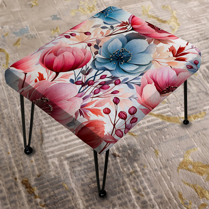Watercolor Pastel Dreams Garden - Floral Rectangle Ottoman