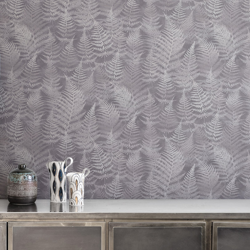 Floral Metallic Wallpaper Roll, Pewter