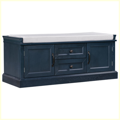 Storage Bench with 2 Drawers and 2 Cabinets for Living Room, Entryway