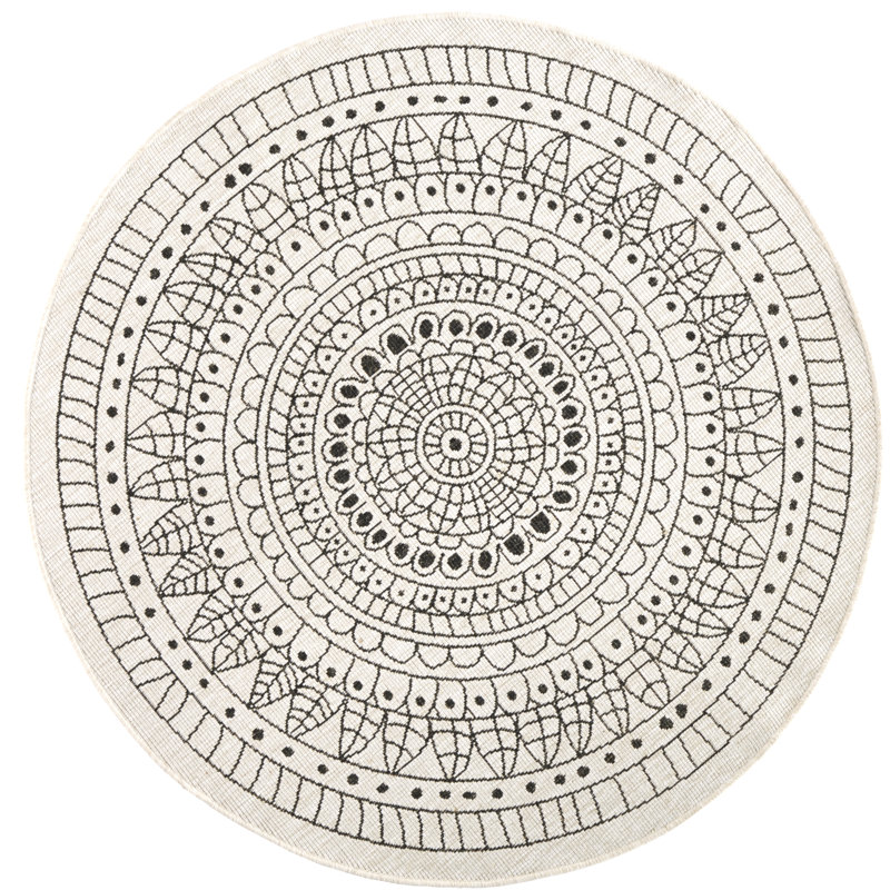 Porto rug in black/cream, Round 140cm