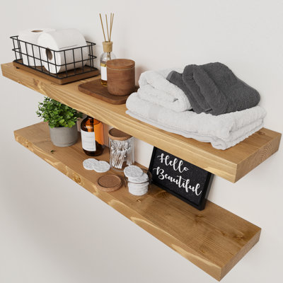 Solid Wood Floating Shelves, Wooden Shelves for Wall Storage