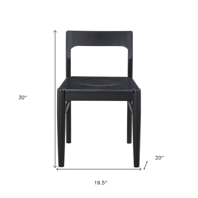 Ensemble de deux chaises d'appoint à dossier ouvert en bois massif noir, Noir