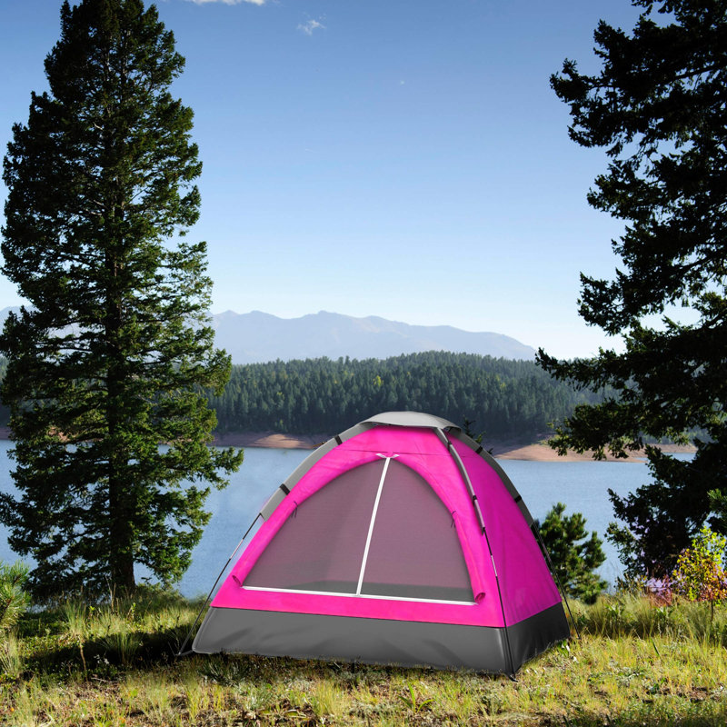 Pink and Gray Four Season Dome Camping Tent with Carry Bag