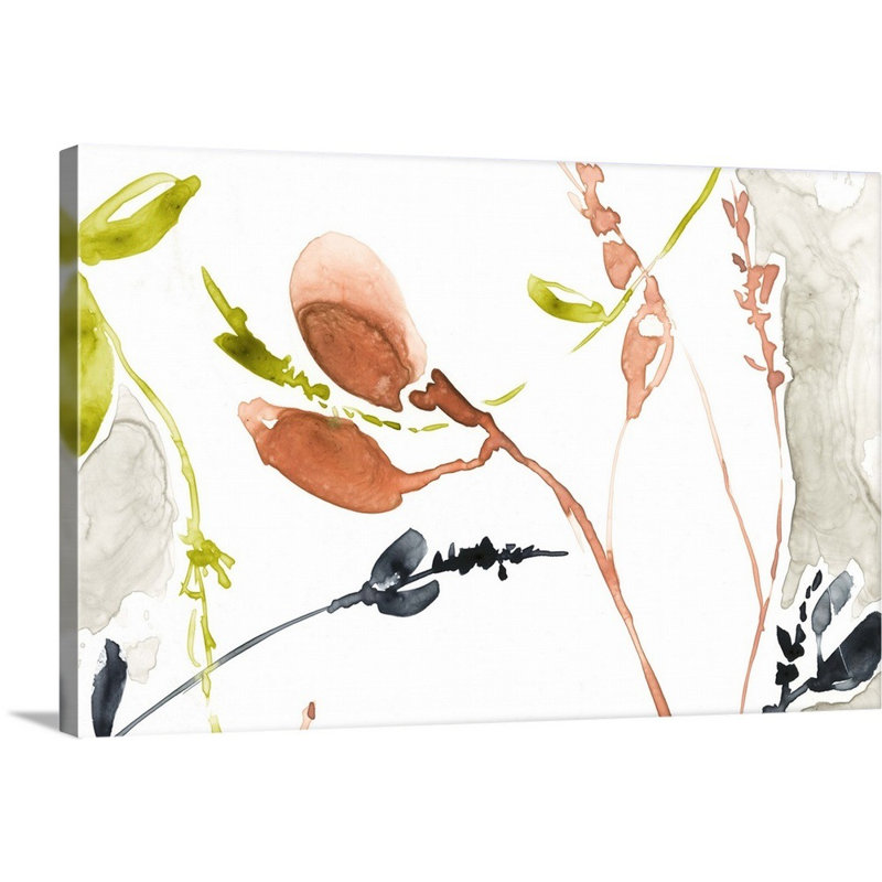 «Coral and Navy I» par Jennifer Goldberger, reproduction sur toile, H 32 po x l 48 po x P 1,25 po, Toile tendue