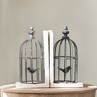 Serre-livres en métal avec base en bois